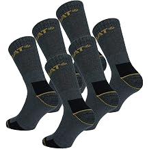 CAT Caterpillar Work Socks Men Heavy Duty - Reinforced Heel Toe - Terry Cotton - Pack of 6 Pairs