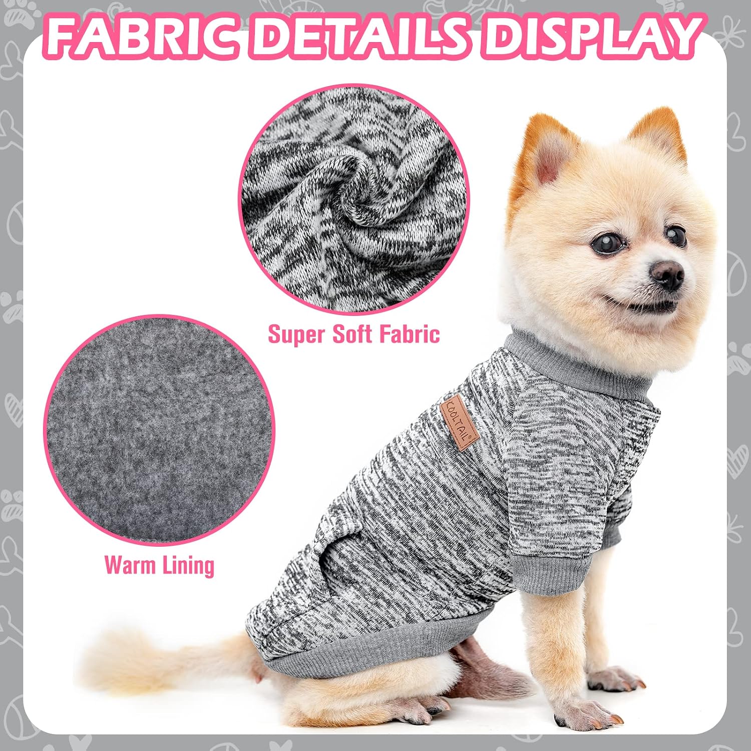 KOOLTAIL Dog Sweater Winter Clothes 2 Pack - 2 Colors Soft and Warm Suitable for Tiny Small Medium Dogs Puppy Pet Fall Sweaters Fashionable