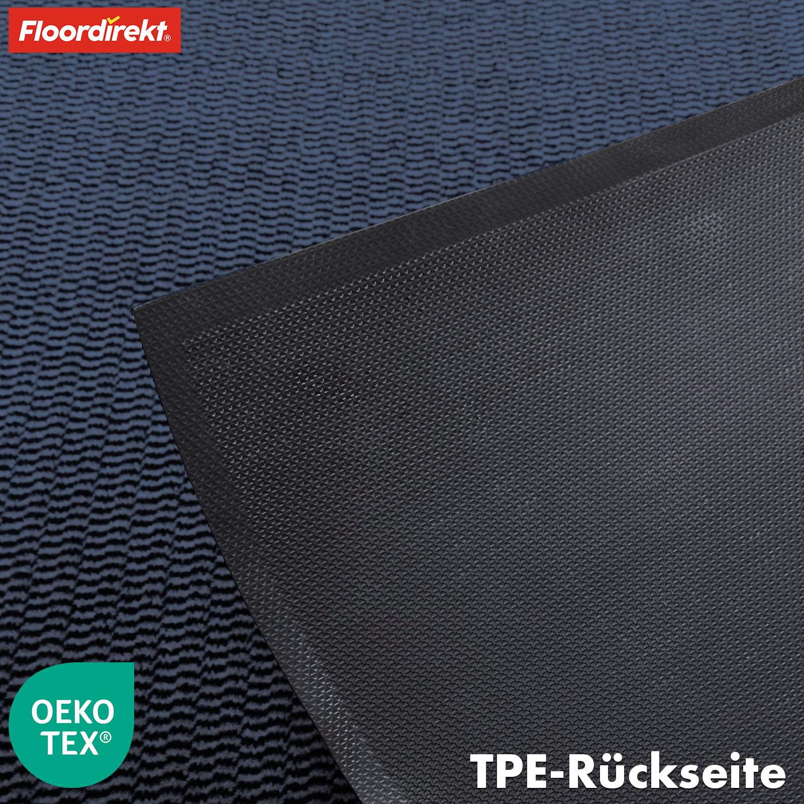 Floordirekt Premium Zerbino per ingresso, 80x120cm Blu, antiscivolo e lavabile, zerbino per interno ed esterno, Sky Novo