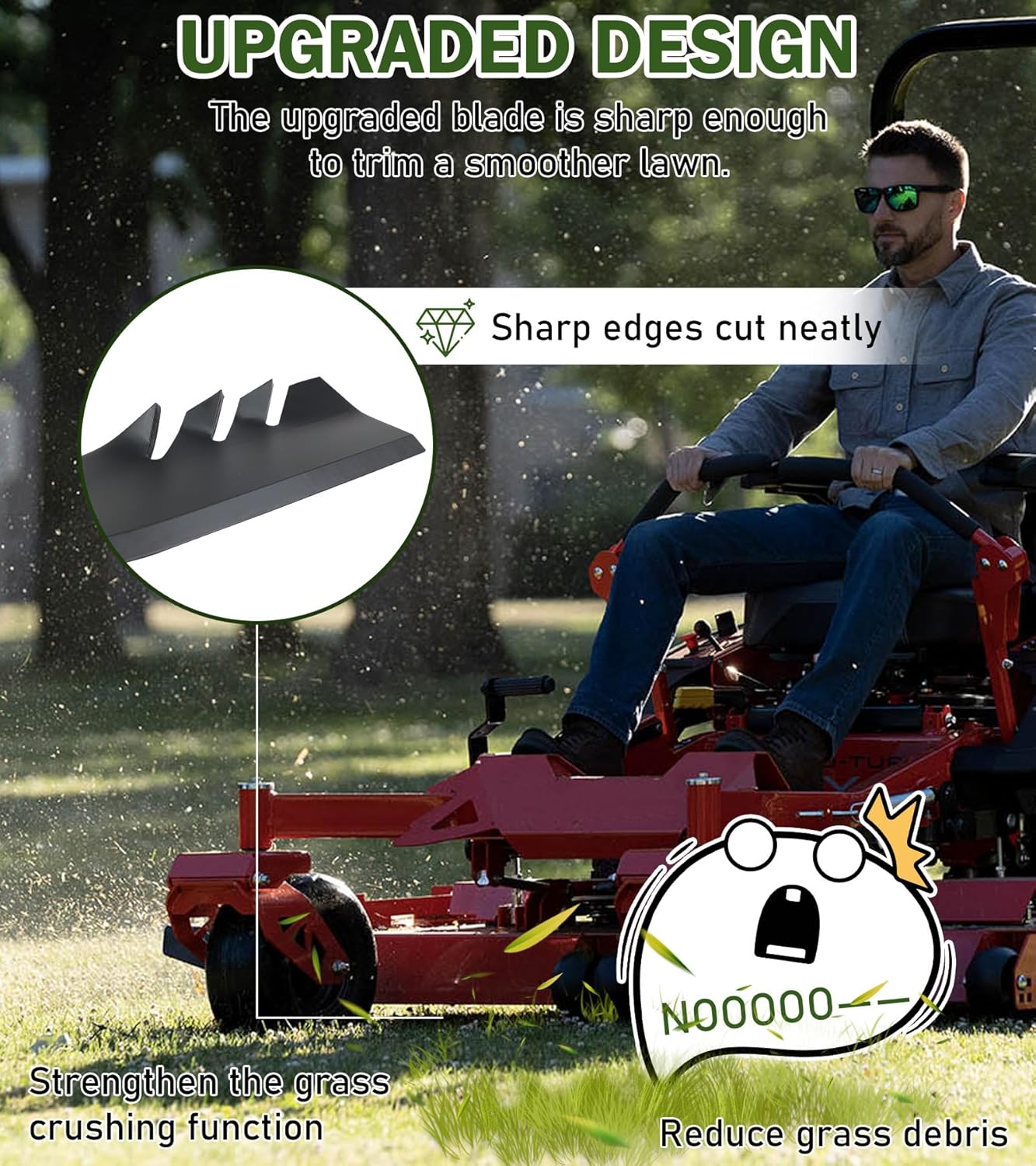 ELITEWILL 3 Mower Blade Mulching Blades Set Fit for 54 in John Deere M143520, M145516, M152726, Lawn Mower Parts, Black