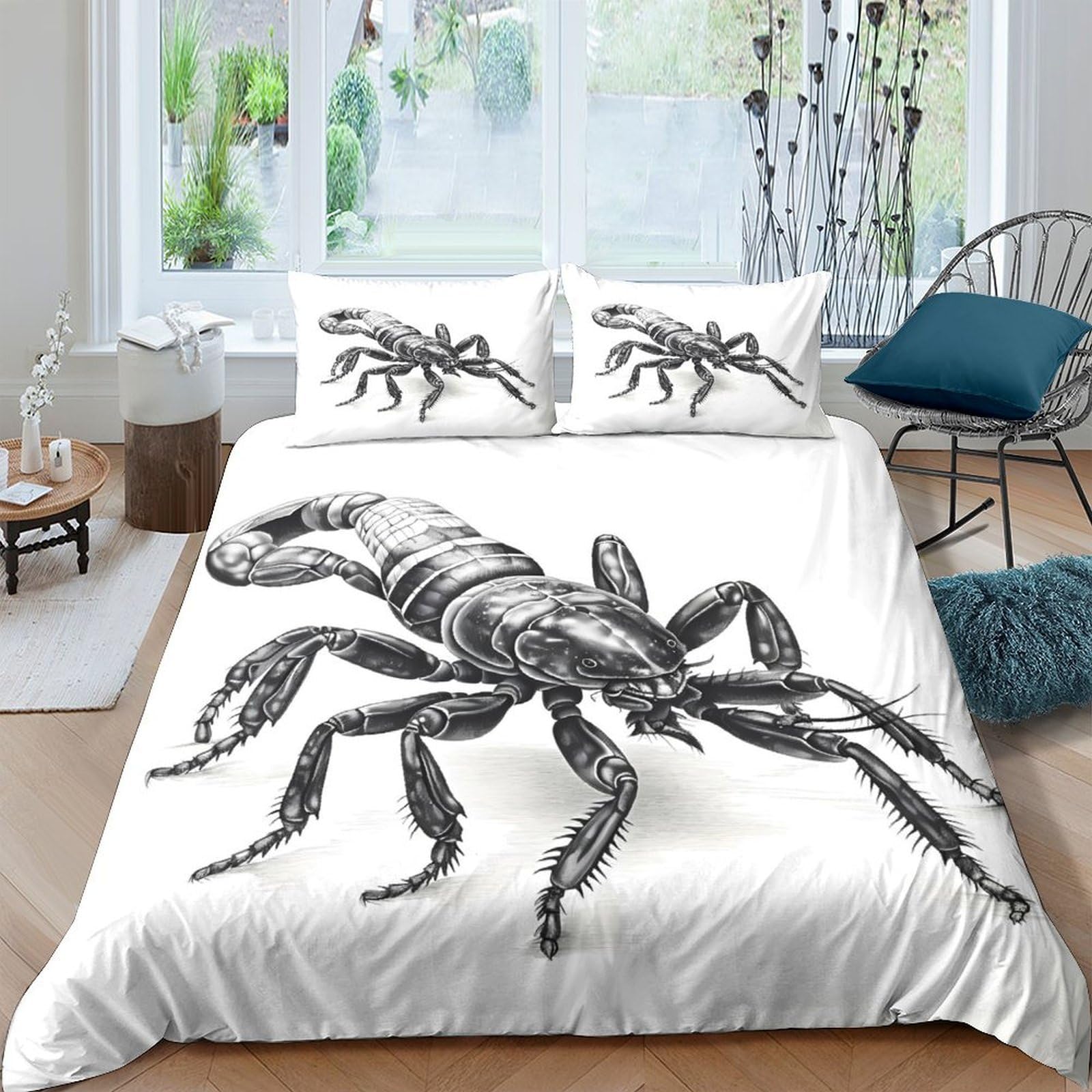 Ctjqhvkz Style-10 3D Printed Scorpion Art Fitted Sheet Microfiber Soft Slip-Resistant Insect Illustration Mattress Cover Bedroom Decor Single（135X200cm）