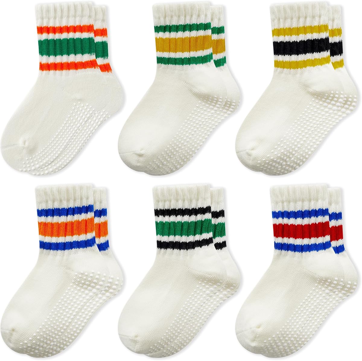 Calcetines de bebé con agarraderas, 6 pares de calcetines antideslizantes para niños pequeños