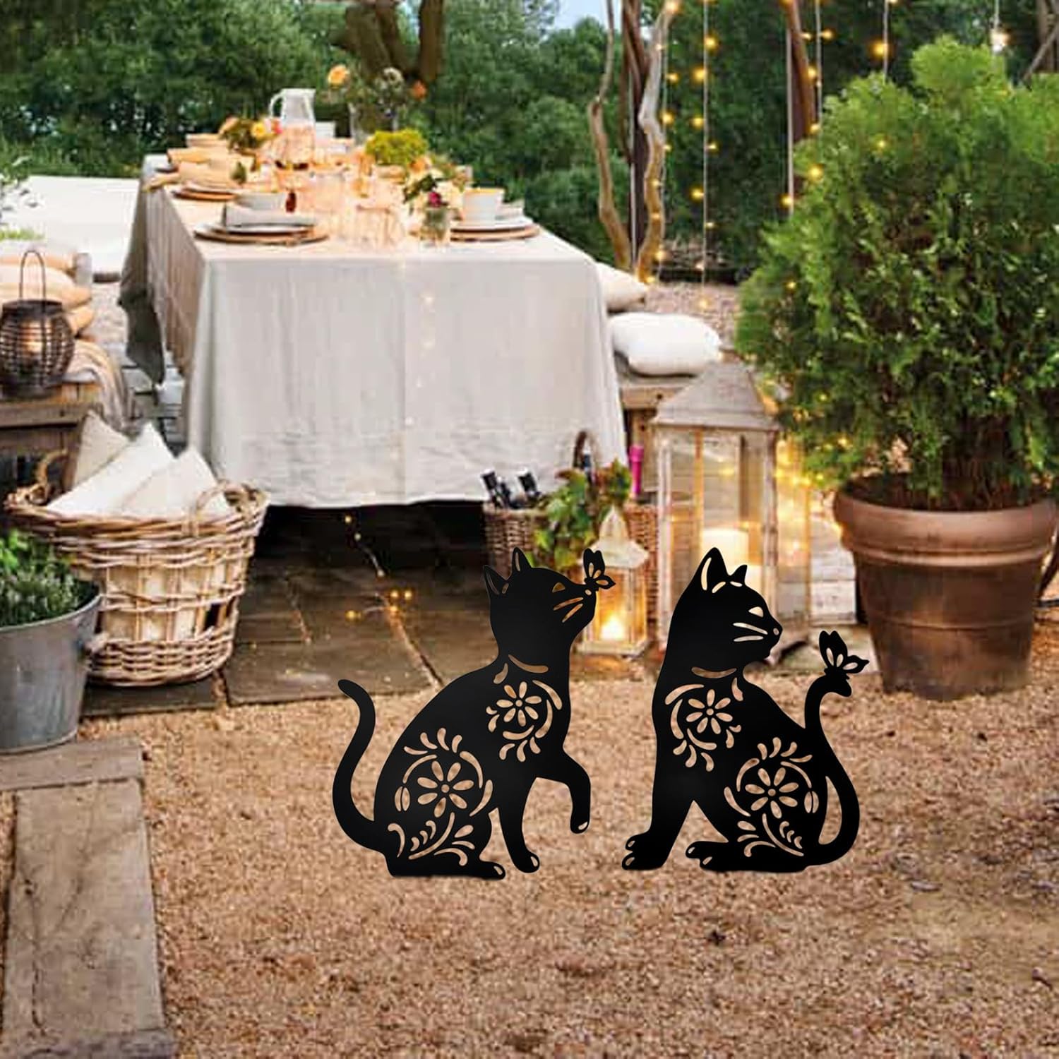 MrMrKura 2 Pack Metal Cat Stakes Garden Decor Stakes Black Cat Silhouette Statue for Outside Decorative Ornaments for Outdoor Garden Home Patio Yard Decoration - Image 4