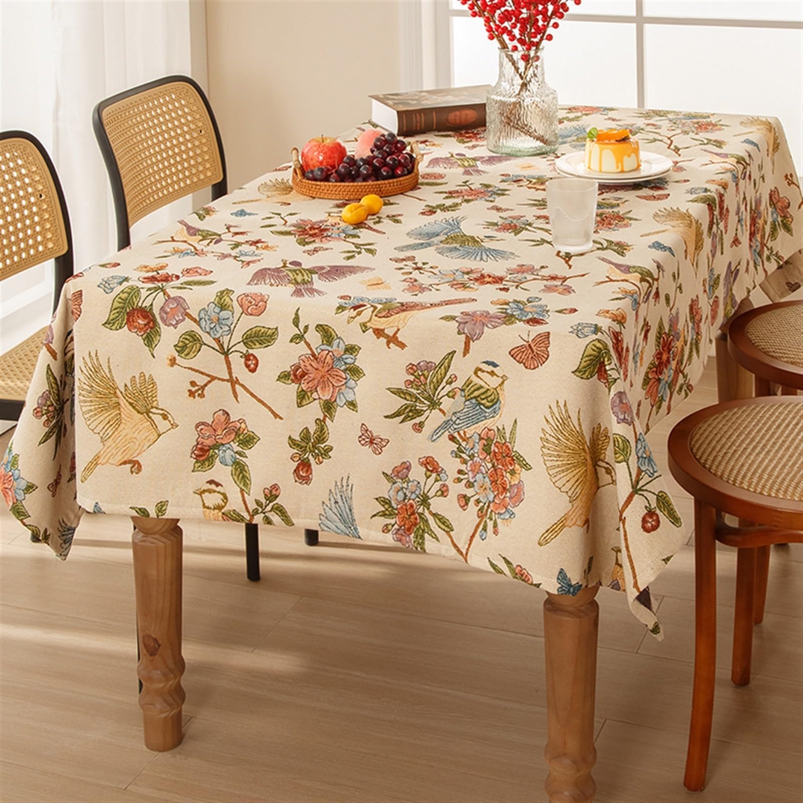 Nappe rectangulaire en chenille jacquard hydrofuge PUIOKA pour table