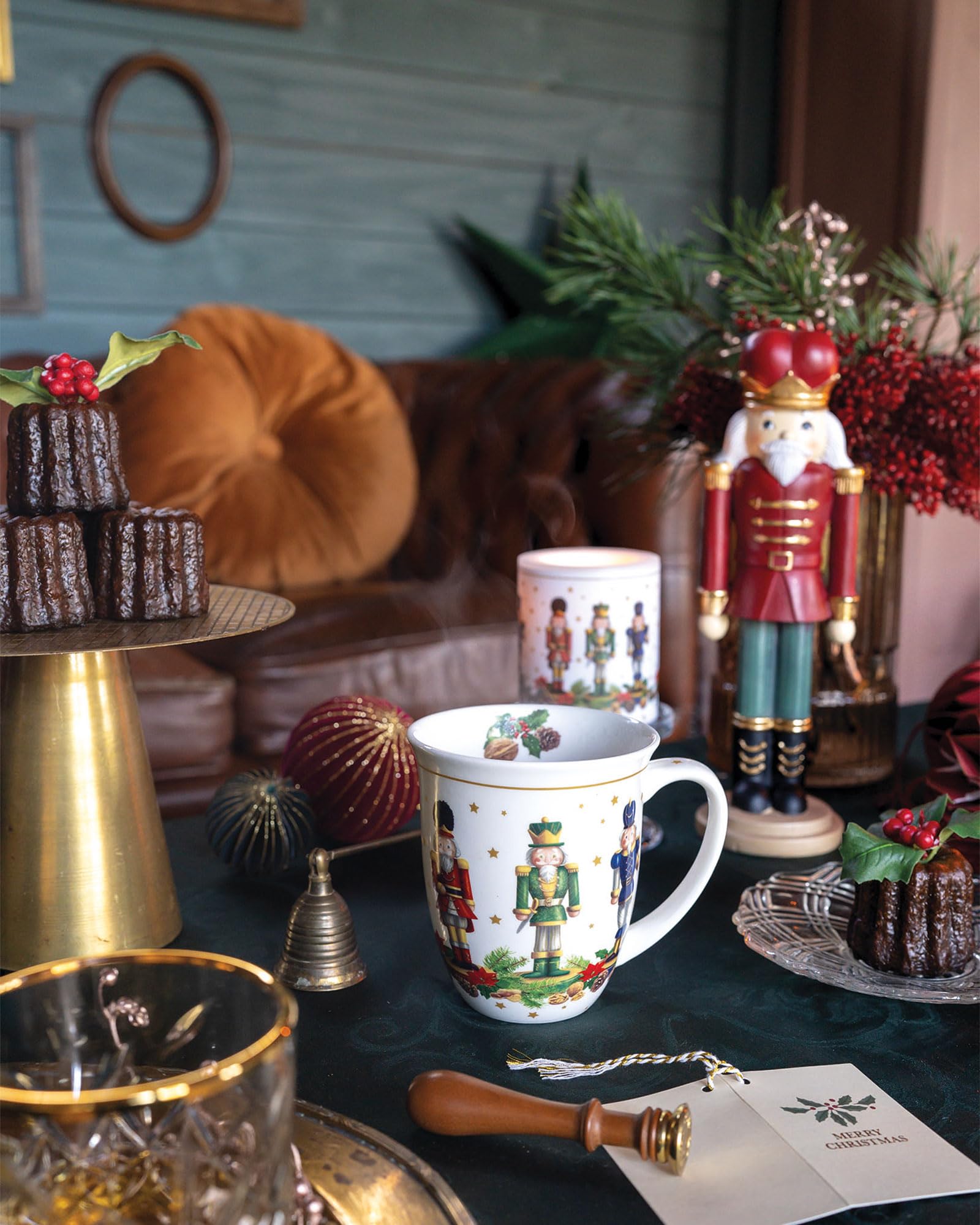 Tazza Grande Da Collezione Natale 400ml - Fine Bone China Con Albero Di Natale - Regalo Idea Avvento Per Sorella O Amica