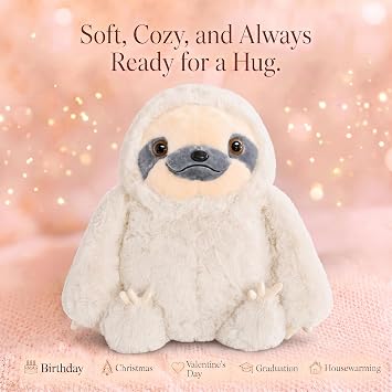 Winsterch Cuddly Sloth Large Stuffed Animal Teddy Baby Doll Birthday Gifts, Plush Soft Toy (Ivory, 27.5 Inches) | Oversized Soft and Huggable Plush with a Cute Goofy Face, Birthday and Christmas Gift for Kids, Boys & Girl