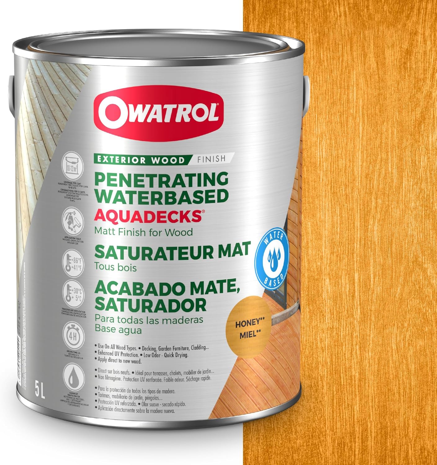 Owatrol Aquadecks Deck Stain and Sealer, Premium WaterBased
