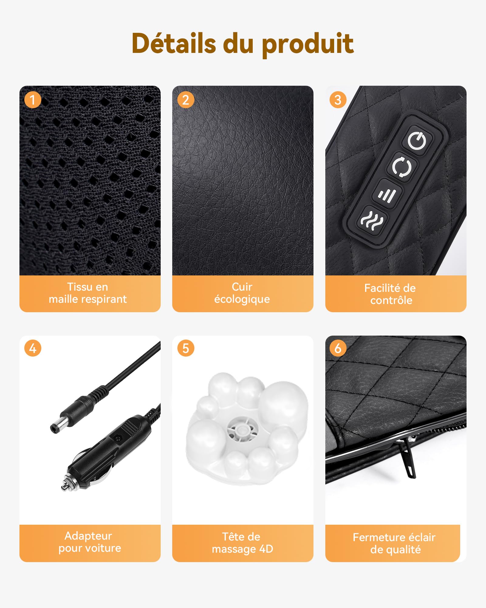 KNQZE® Masseur cervical shiatsu 4D, 2026 Masseur dos et cervicales chauffant, Massage pétrissage des tissus profonds 4D, Massage cou, cervical et dos, Cadeau pour femme homme papa maman