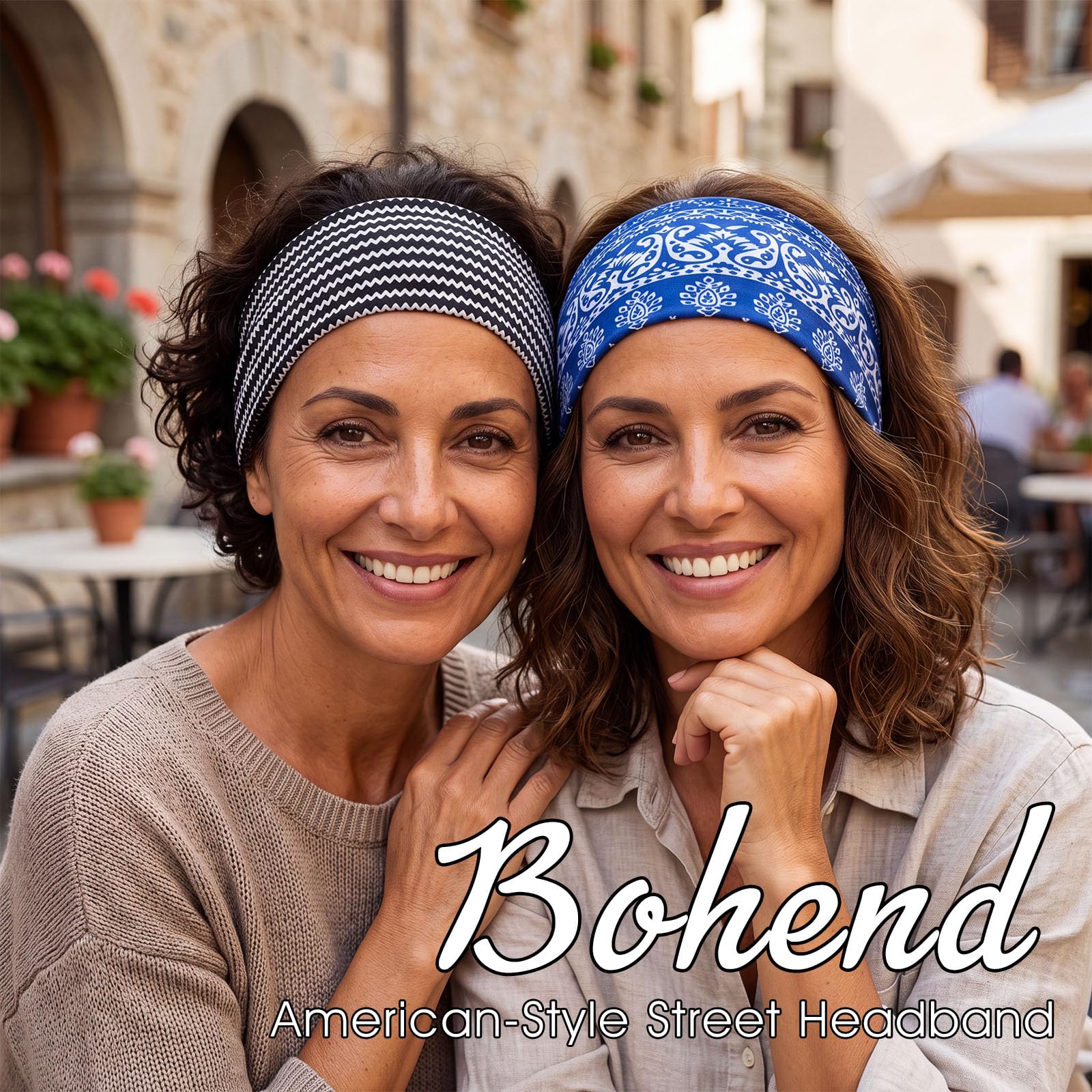 Bohend Boho Fasion Stirnband, breit, dehnbar, für den täglichen Gebrauch, Kopfbedeckung, Sport, Yoga, Fitnessstudio, Strand, Haarzubehör für Frauen und Grils, 8 Stück
