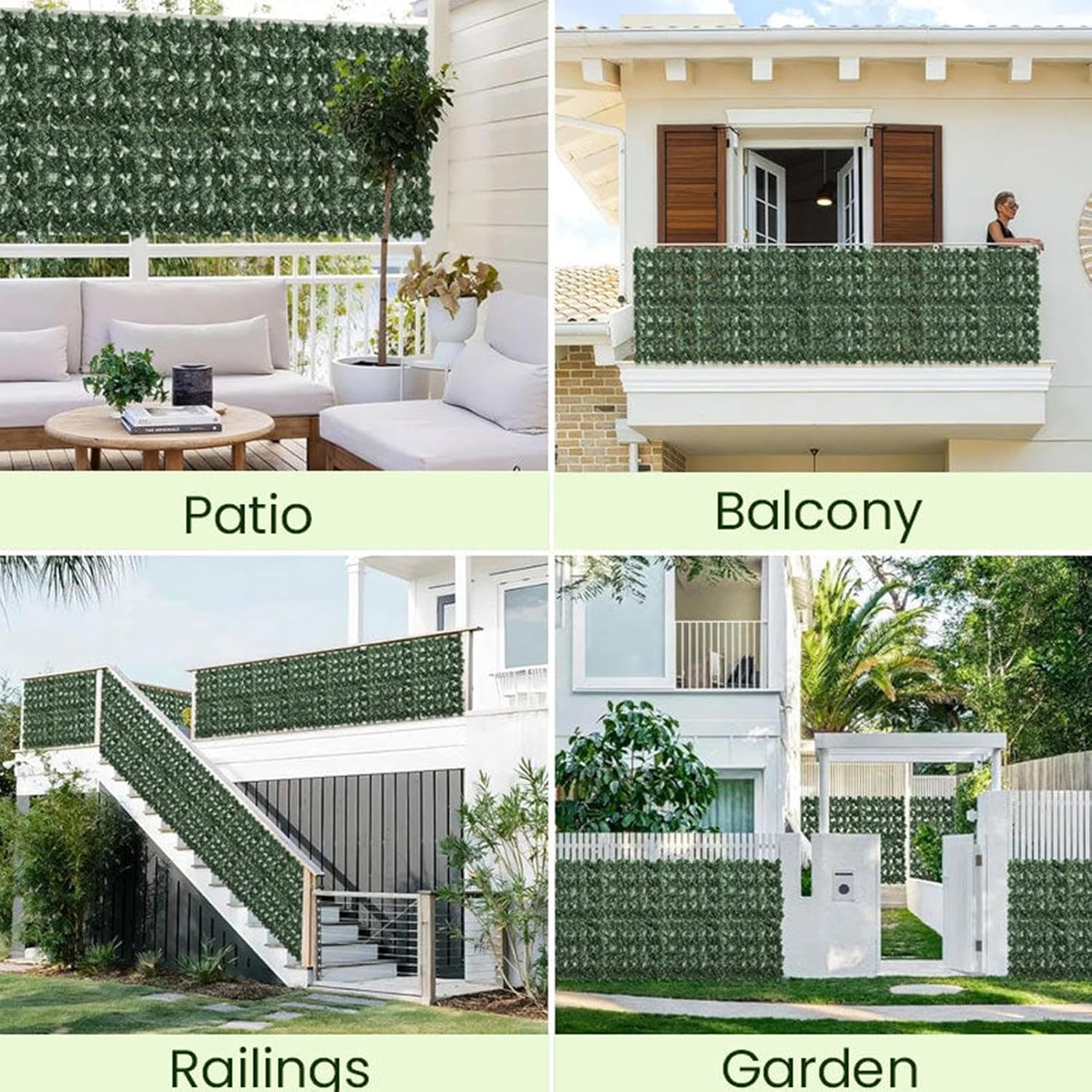 Fence Privacy Screen, Artificial Green Wall Panel, Weatherproof Decoration image 5