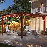 Outsunny 11' x 12.5' Wood Pergola with Grape Trellis - Stable Outdoor Climbing Plant Support for Patio, Deck, Backyard, Brown