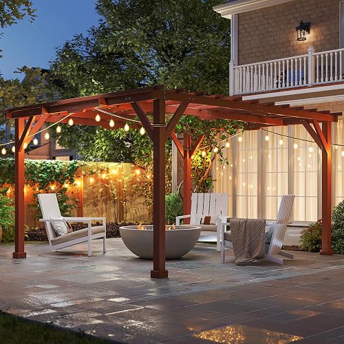 Outsunny 11' x 12.5' Outdoor Wood Pergola Grape Trellis for