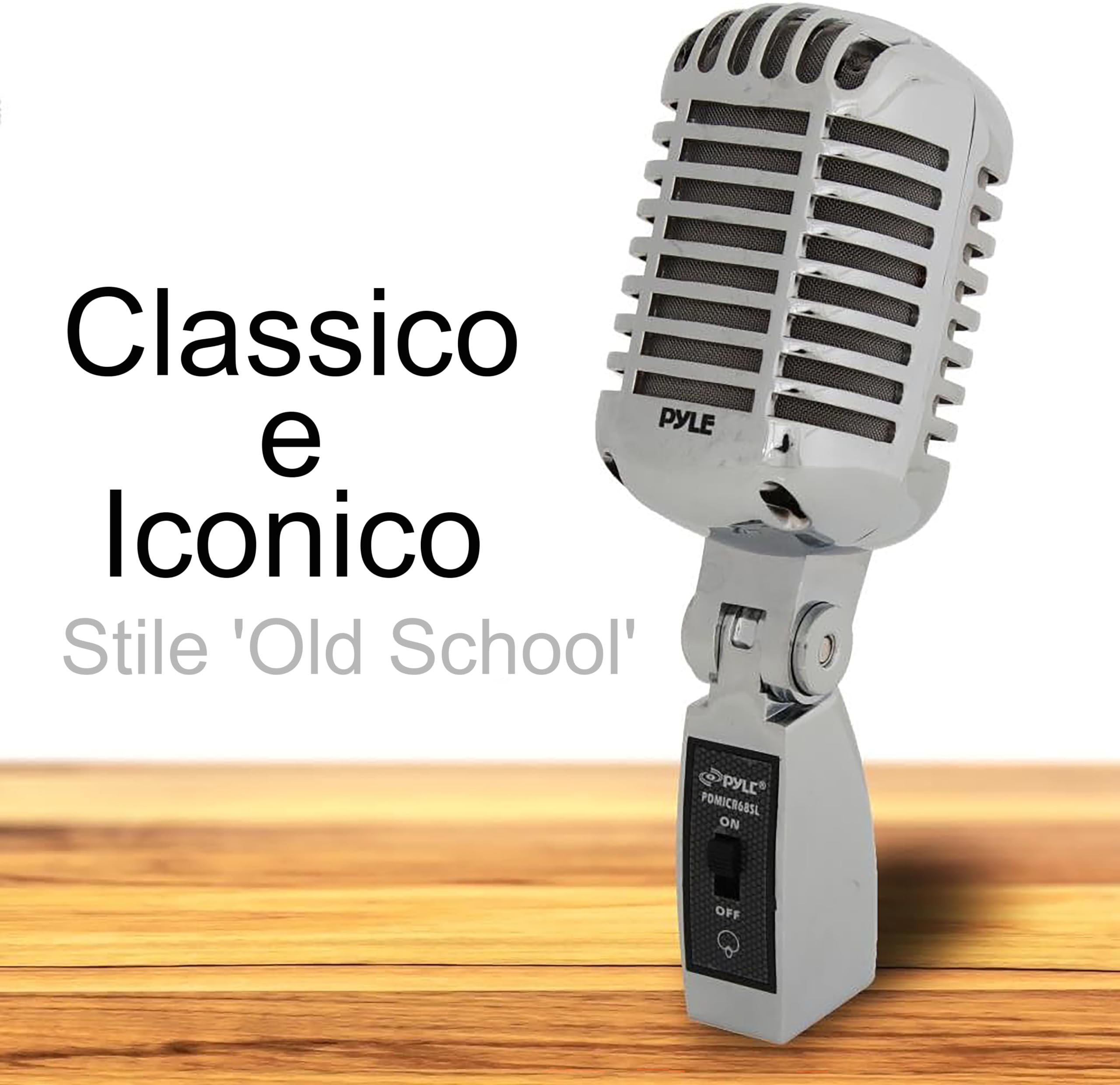 Pyle Microfono Vocale Dinamico Retro, Stile Vintage Metallico Unidirezionale Cardioide con Cavo XLR, Adattatore Universale, Registrazione in Studio e Performance Live