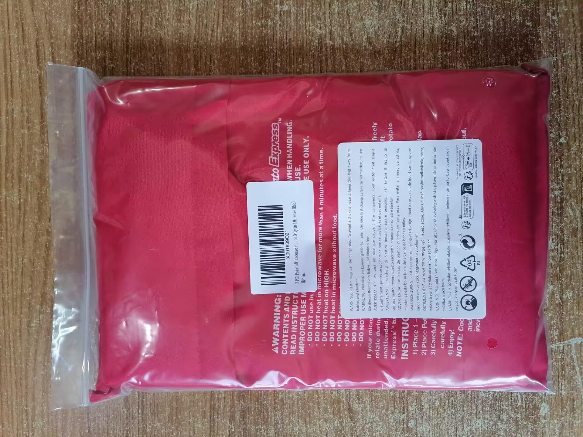 3 szt. etui na ziemniaki do kuchenki mikrofalowej, woreczki ekspresowe na ziemniaki, zmywalne, wielokrotnego użytku, do kuchenki mikrofalowej, torba na ziemniaki, idealne tylko w 4 minuty, czerwone