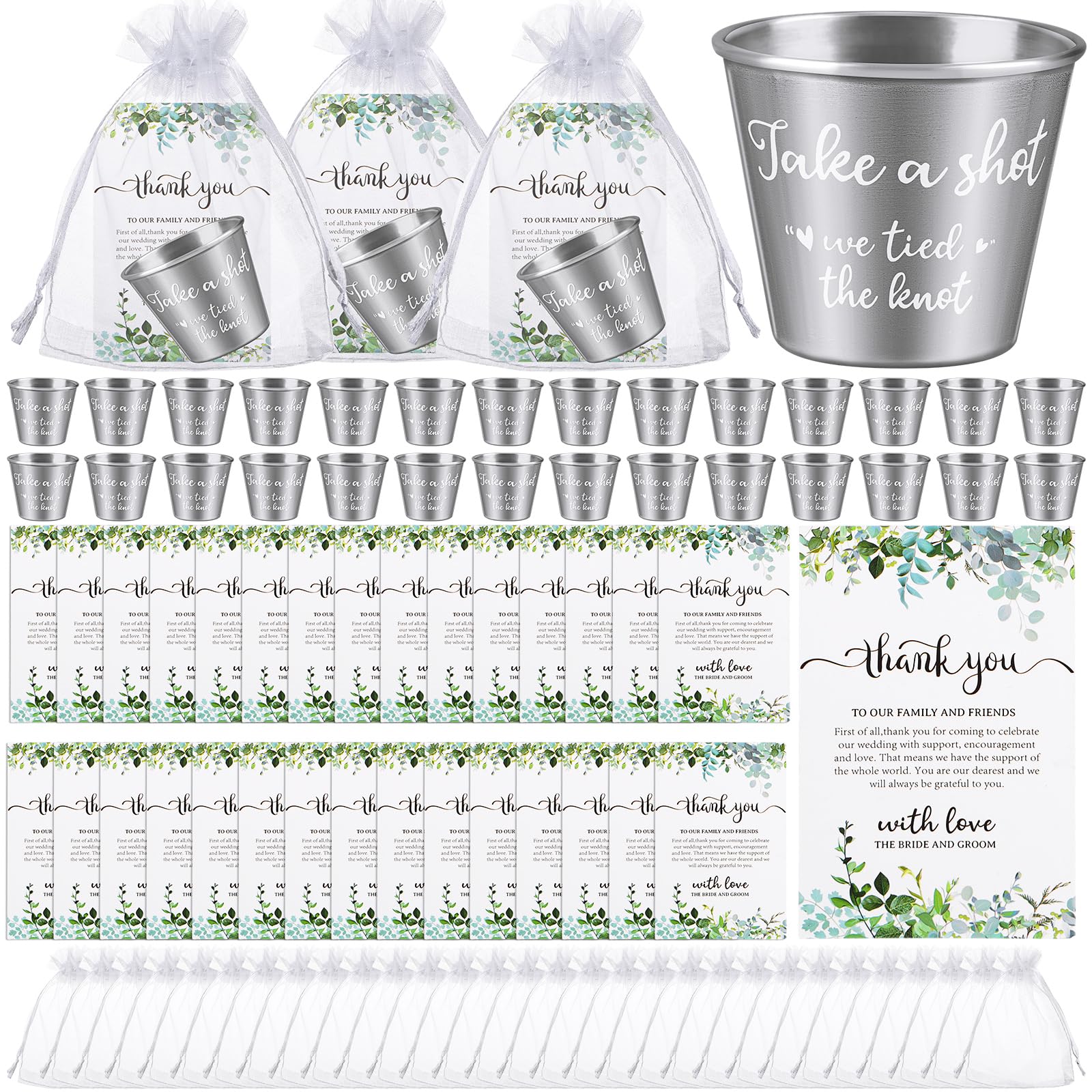 Cadeaux invités mariage sans casse : lot 100 verres shot inox durables