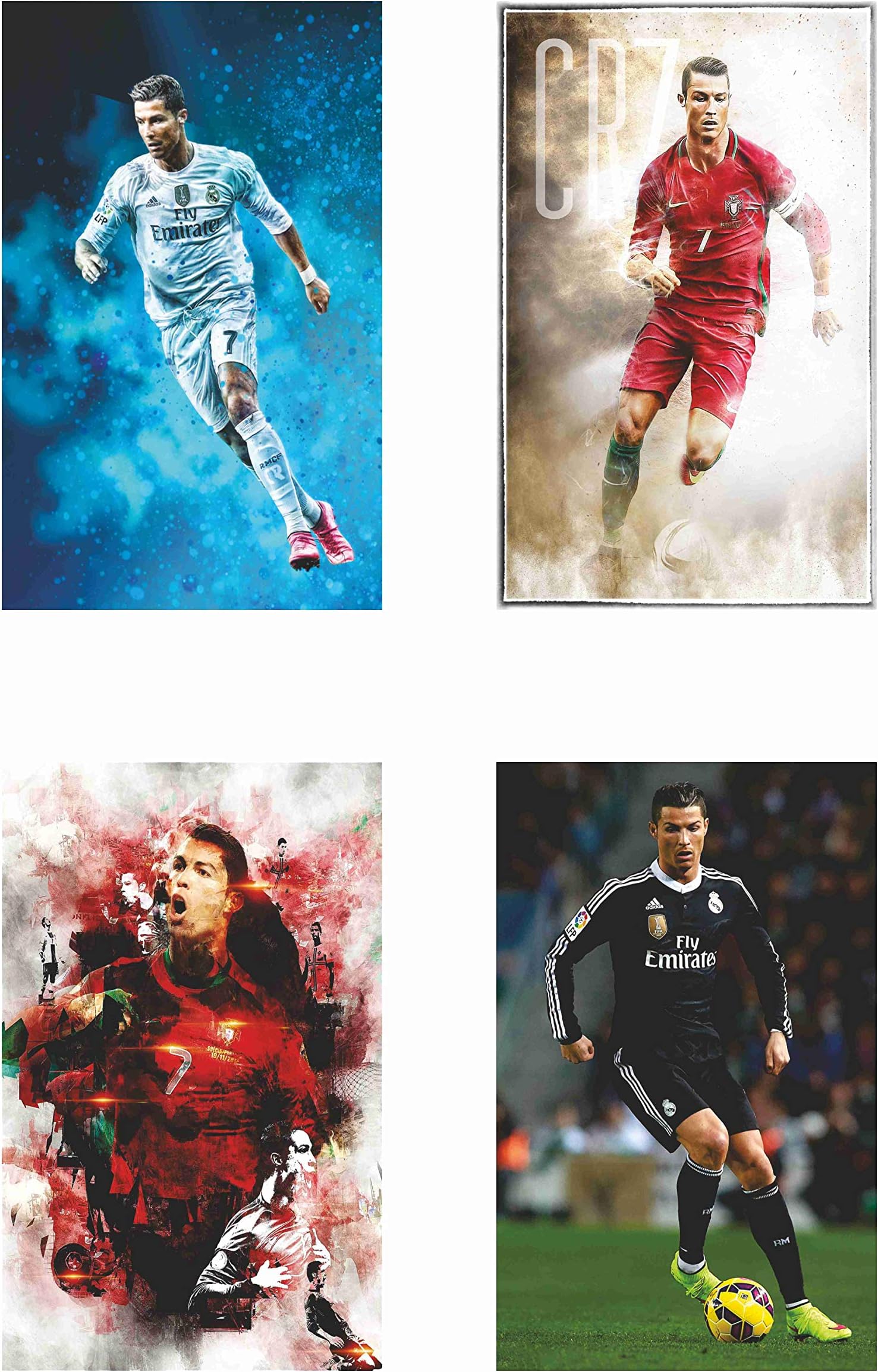 BALDAU PRINTS Cristiano Ronaldo Combo Poster Set of 4 Posters (Gloss Laminated, 12X18 Inch, 300 GSM) M20
