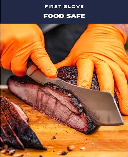 Miniatura 2 de Heavy Duty Diamond Textured 8 Mil Thick Orange Nitrile Gloves 100 Ct. - Industrial Nitrile Gloves - Latex-Free