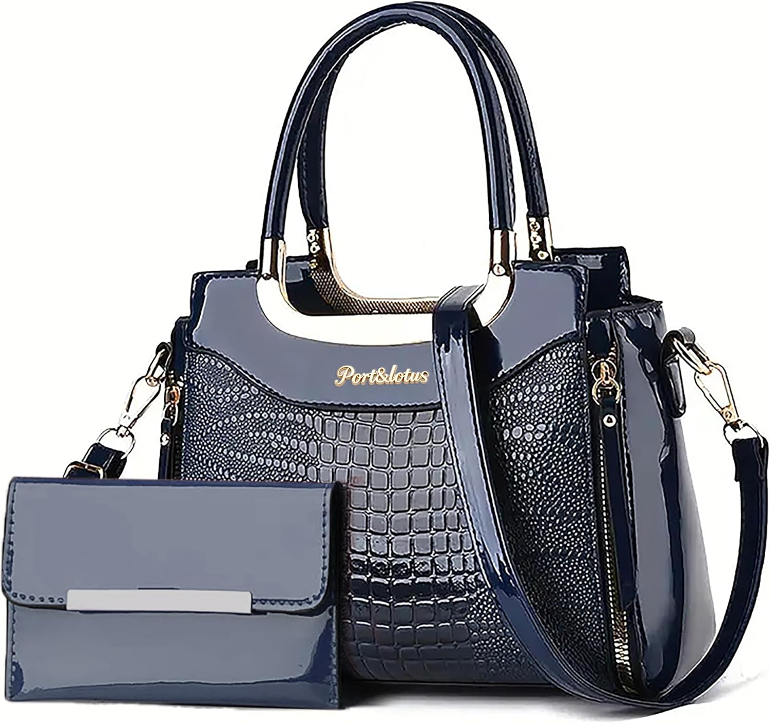 PORT&LOTUS Small Top Handle Crossbody Purses for Women Crocodile Pattern Shoulder Bags for Women