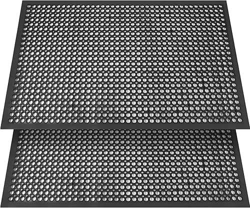Vista 11 de Tapete de goma para exteriores, antifatiga, antideslizante, para restaurante comercial, 36 x 60 pulgadas, tapete de drenaje de cocina de goma