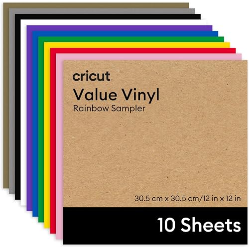 Cricut Value Permanent Vinyl - 10ft Rainbow Sampler (12in x 12in Sheets)