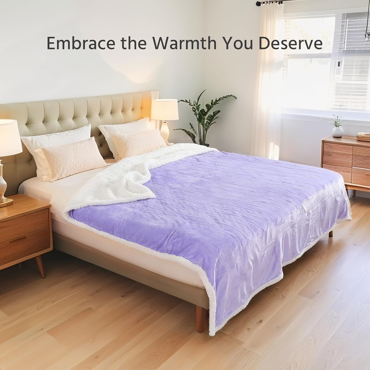 Electric Heated Blanket Full Size 72x84 Inch - Super Soft Flannel, 10 Heat Settings, 1-12H Auto Shut Off, Machine Washable, Easy Controller, Perfect for Winter Warmth - Light Purple - Image 2
