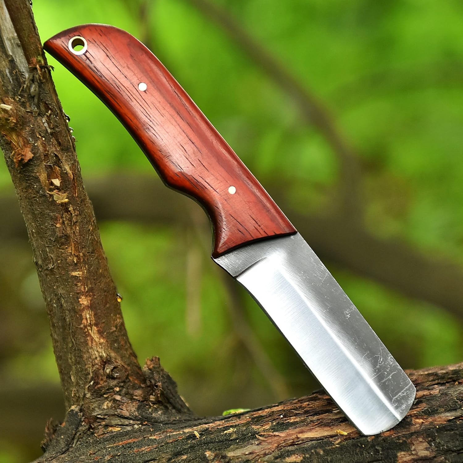 Custom Handmade 7.5 fixed blade Bull cutter knife with pancake leather sheath - Fixed Blade Hunting Knife for Skinning, Camping, Bushcrafting and Outdoor