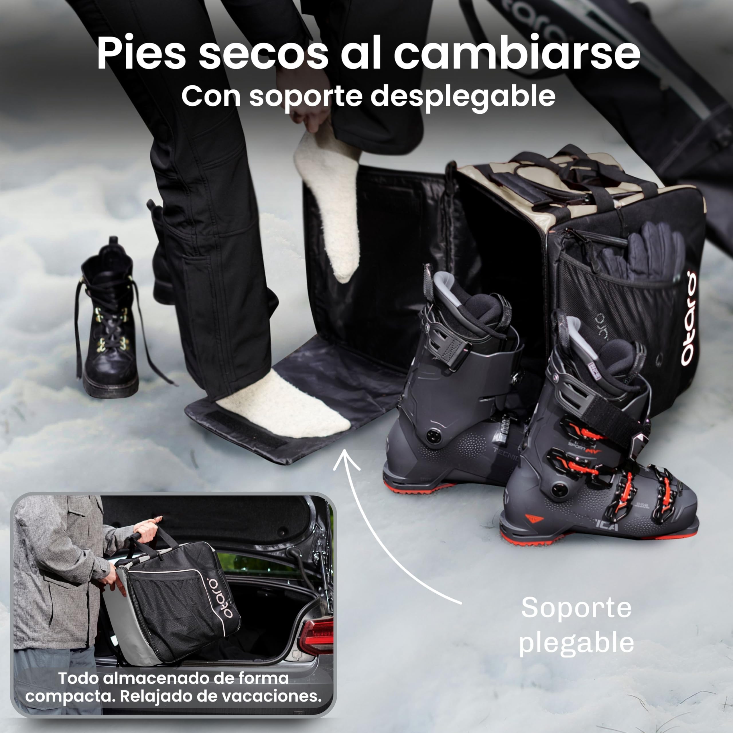 Otaro Premium Skischuhtasche mit Helmfach XL | Innovative Raumaufteilung & Hochwertige Verarbeitung |Deutsches Start-Up Unterstützen! Nie Mehr Chaos beim Skiequipment - Skischuhe-Tasche-Skitasche-Ski