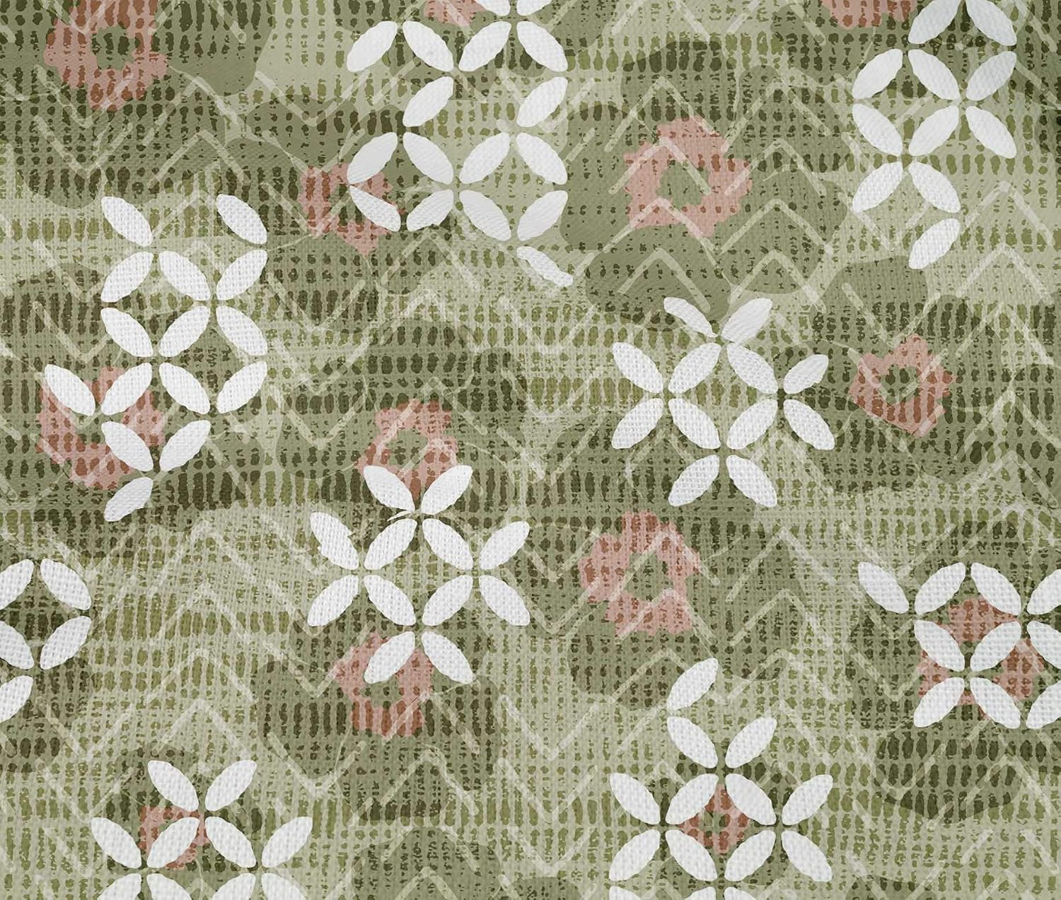 oneOone Cotton Flex Light Green Fabric Floral & Texture Fabric for Sewing Printed Craft Fabric by The Yard 40 Inch Wide
