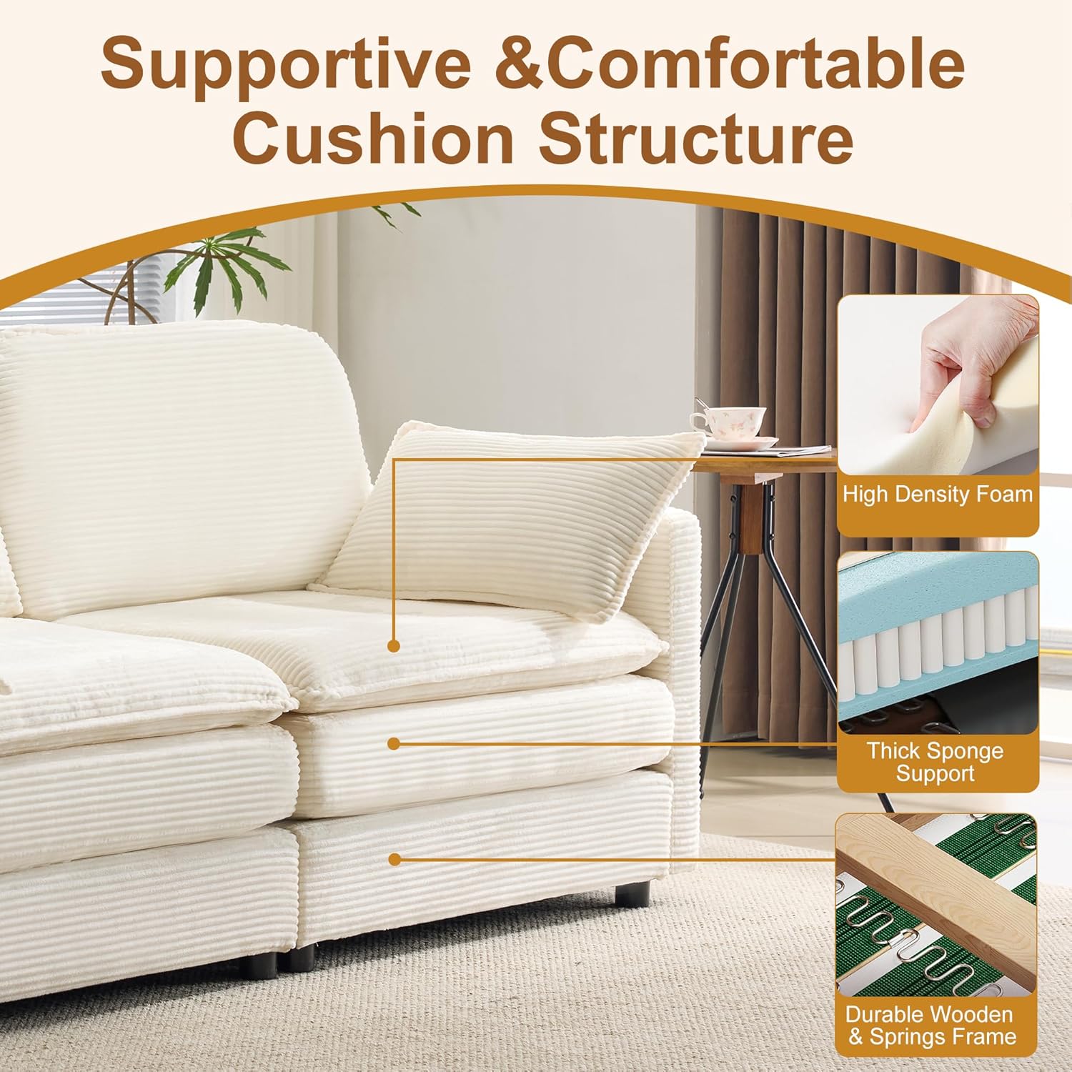 70" Cloud Couch Sectional Loveseat, Chenille Modular Couch for Living Room, Love Seat Sofa Set with 2 Pillows, Upholstered Comfy Couches with Thickened Foam, Modern Loveseats for Bedroom