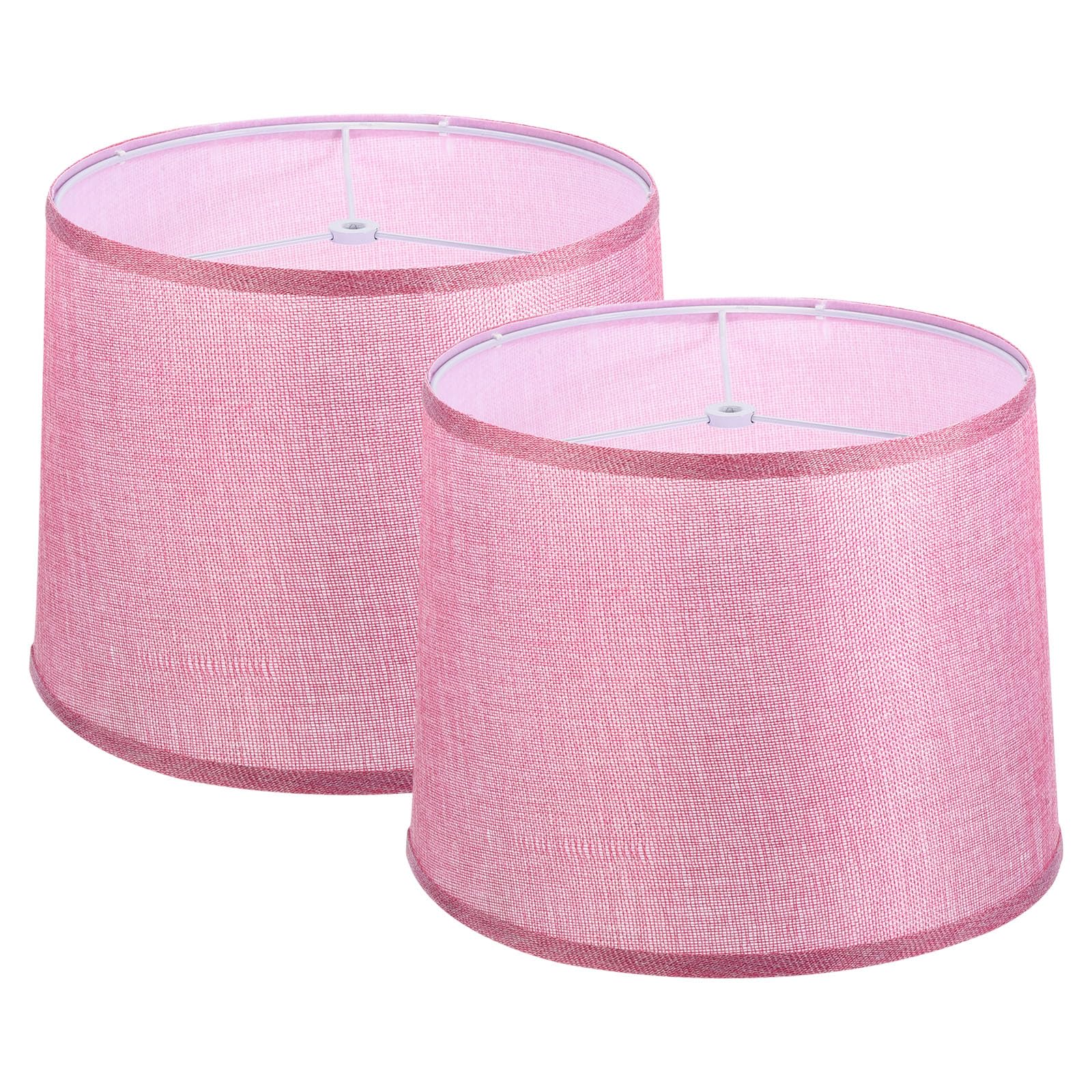 PATIKIL Drum Lampshade for Table Lamps 11.4" Top x 12.6" Bottom x 9.8" High Floor Lamp Shade Set of 2 Easy Assembly Medium Linen Lampshade for Table Lamps Floor Lamp Pink