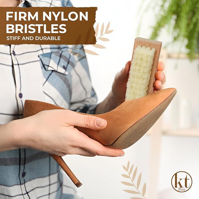 Set de 3 cepillos para limpieza de zapatos con cerdas de nylon, cerda y caballo miniatura 7