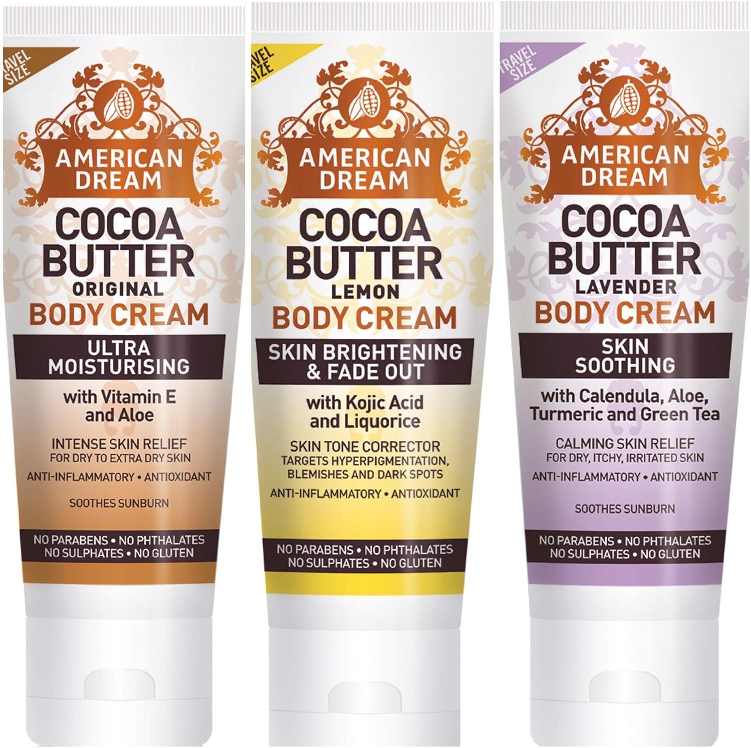 AMERICAN DREAM Cocoa Butter Cream Trio Featuring Original, Lemon and