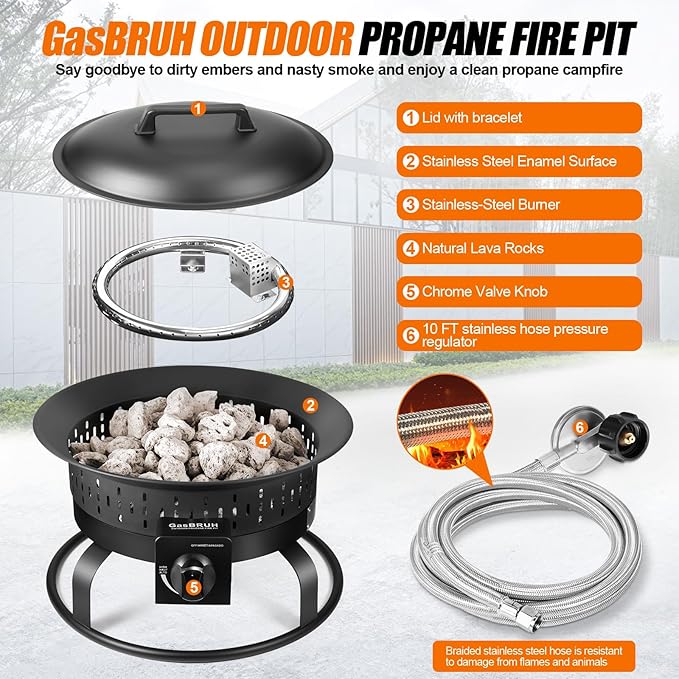 GasBRUH Brasero Portátil 19 pulgadas 60000 BTU con Cubierta y Kit de Transporte miniatura 4