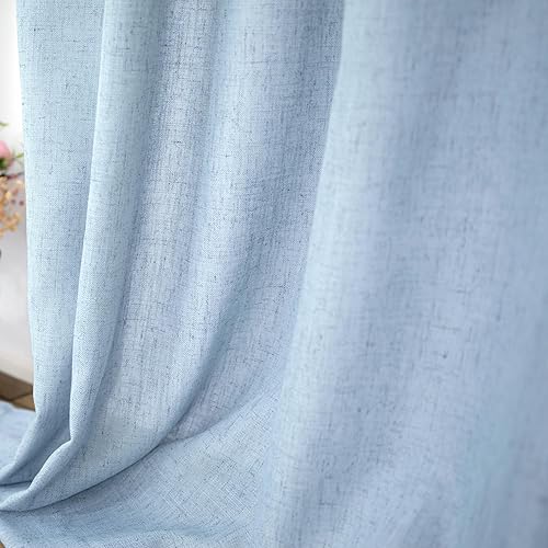 Miniatura 205 de KOUFALL Cortinas transparentes de lino de 90 pulgadas, cortinas para Sala Modernas 2025 De Lino Elegantes, cortinas personalizadas con pestaña