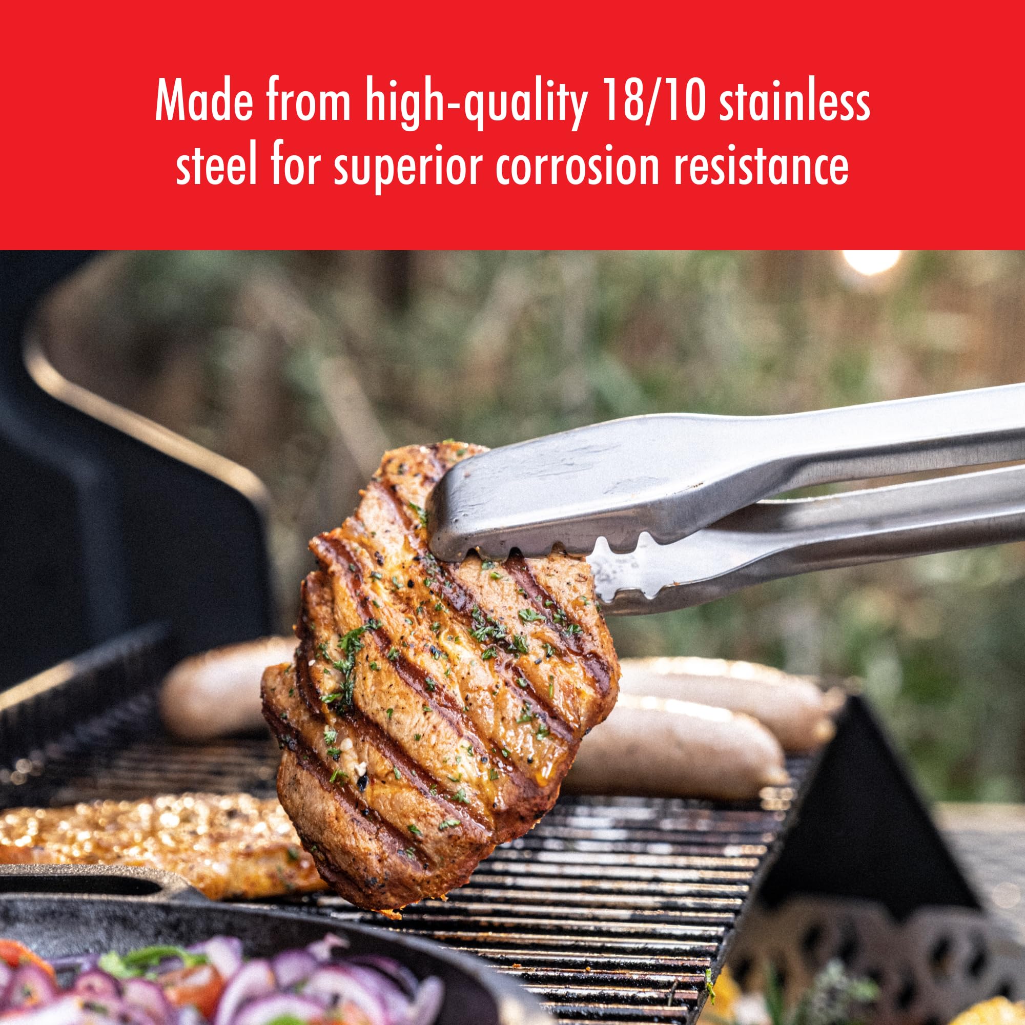 ZWILLING BBQ+ Pinzas para parrilla de 43 cm, pinzas de acero inoxidable con triple remache con agarre antideslizante, mecanismo de bloqueo y mango largo, resistentes al calor y aptas para lavavajillas