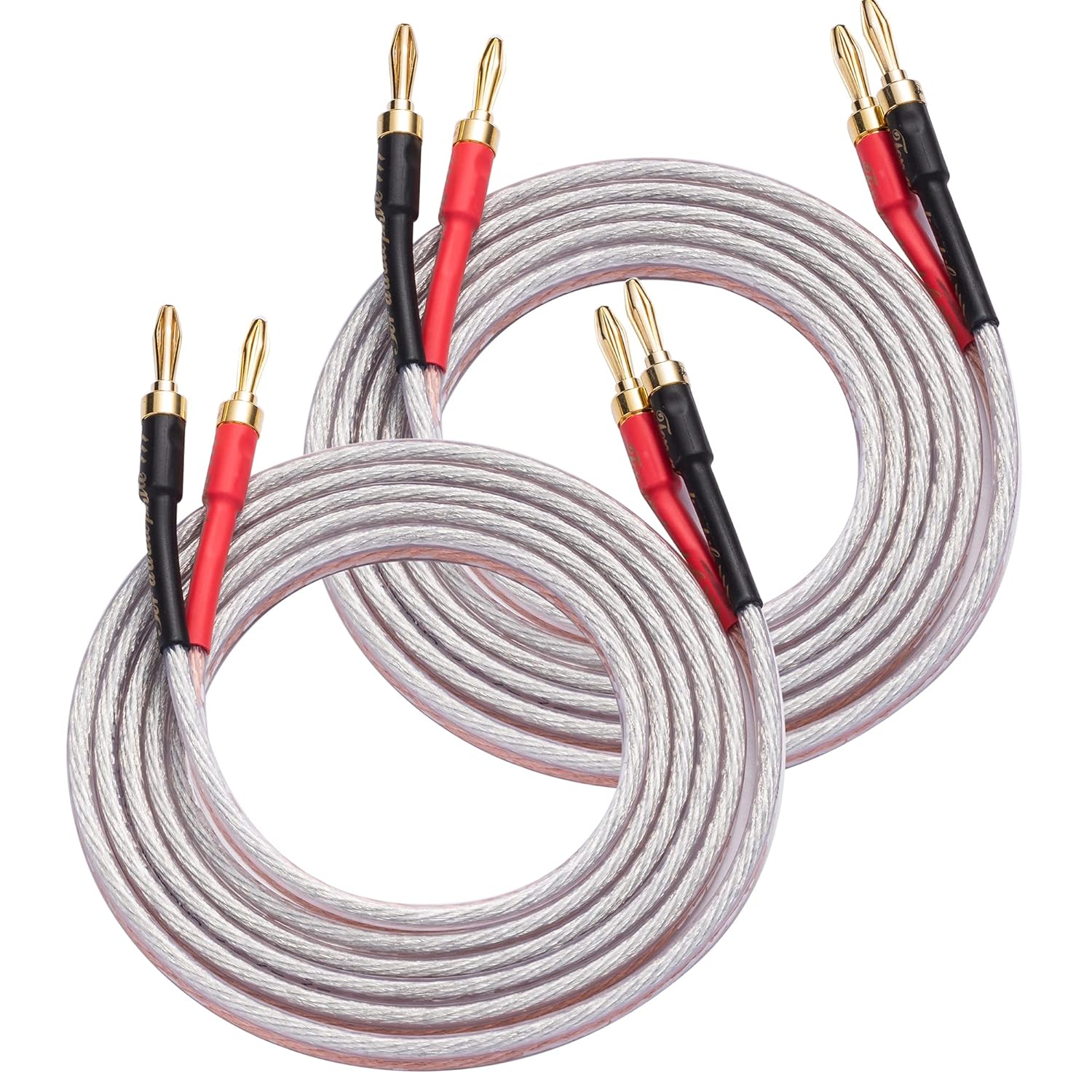 Buy 1 Pair 13AWG HiFi OFC Speaker Cable with Gold Plated Banana Plugs, 2 Banana Plugs to 2