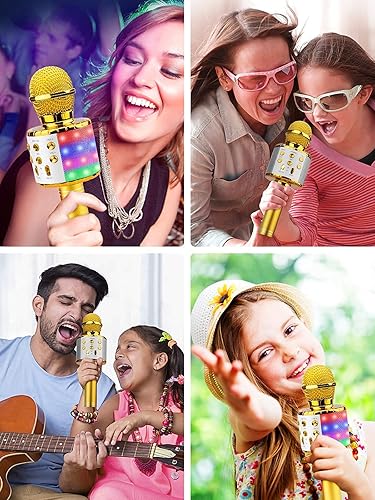 Miniatura 41 de BlueFire - Micrófono inalámbrico Bluetooth 4 en 1 con luces LED, portátil, para niños, niñas, niños y adultos, karaoke Púrpura