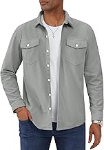 TACVASEN Men's Corduroy Shirt Long Sleeve Spring Jacket Fit Button Up Shirt Jacket with Flap Pocket