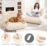 Hobestluk Bean Chaise de sac Togo Chaise Mémoire Mousse Salon Beige. Pour adulte Sol Chaise simple Canapé Faux Cuir Waterproof Beanbag Fireside Accent Chambre Bureau Dorm Giant Lecture Gaming
