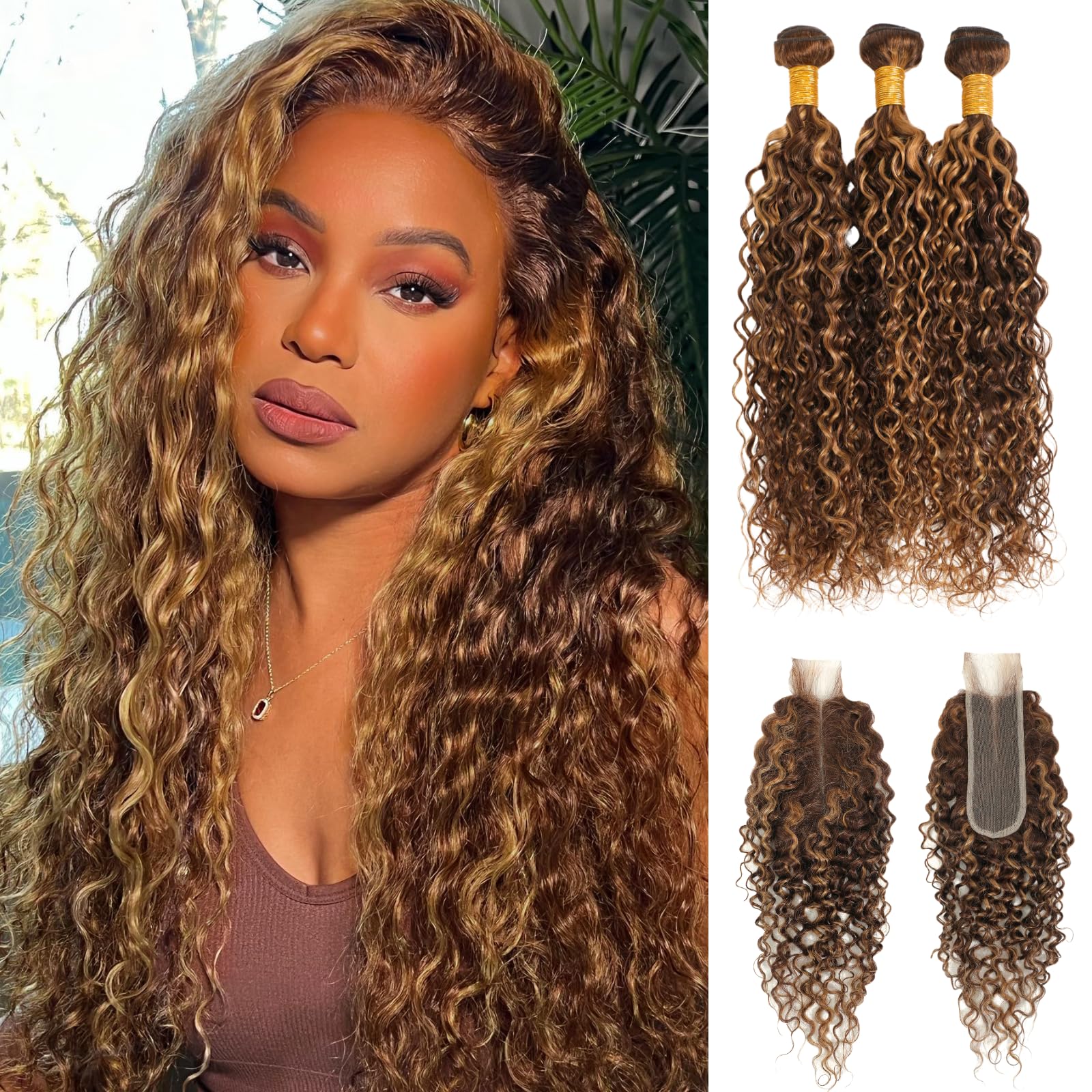 Amazon.com : ALHER Water Wave Highlight Bundles with 2x6 Closure