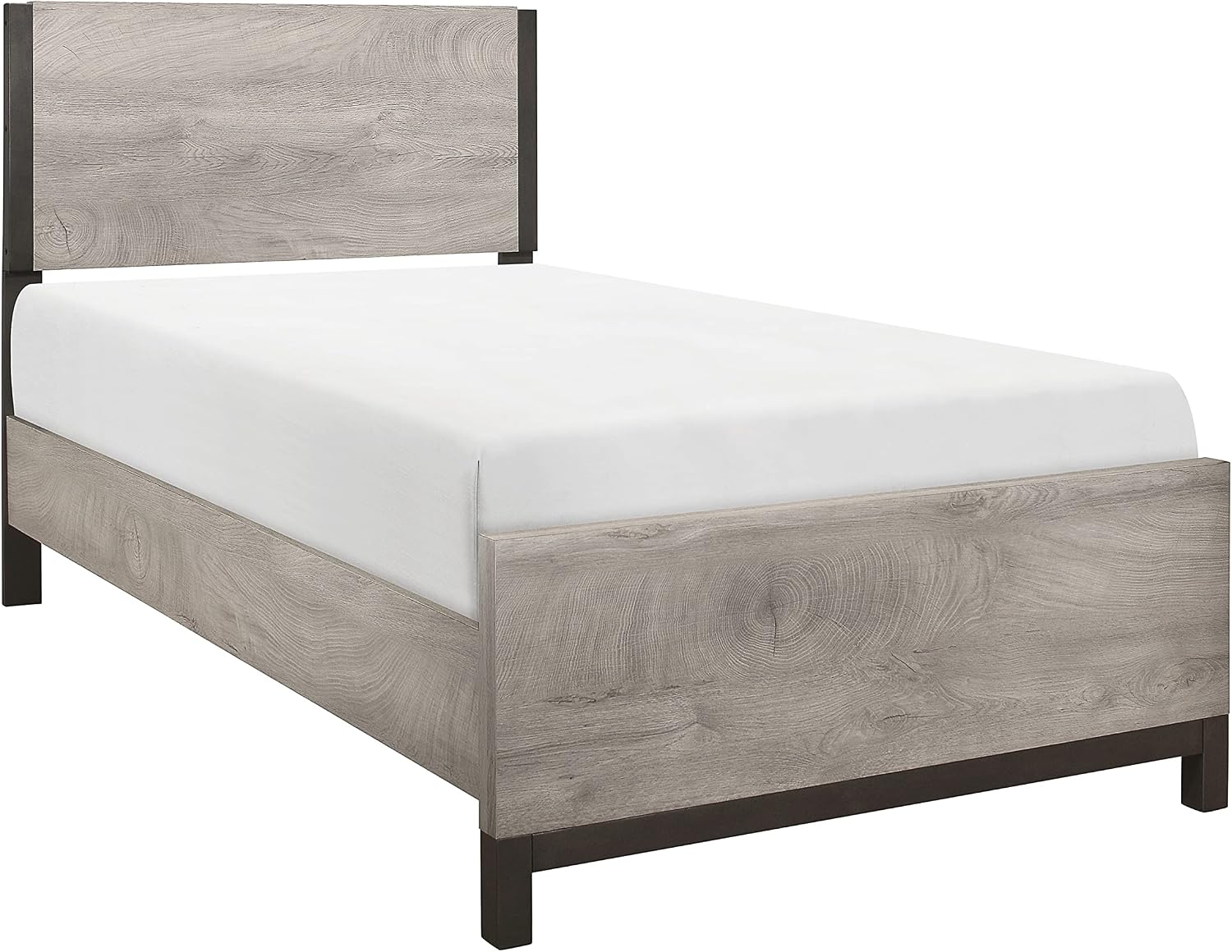 Lexicon Azalea Panel Bed, Twin,Light Gray/Gunmetal