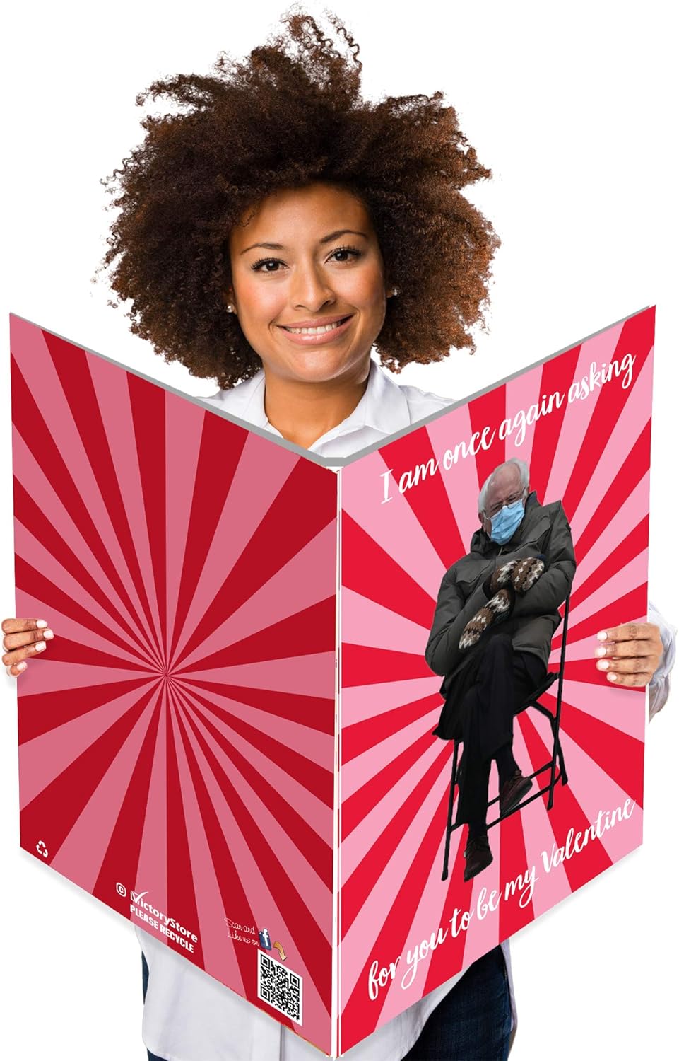 VictoryStore Jumbo 3 Foot Custom Bernie Mittens Valentine's Day Card, I Am Once Again Asking For You To Be My Valentine, Personalized Inside Text, 2 feet x 3 feet Card, Ships In Jumbo Envelope, 18816