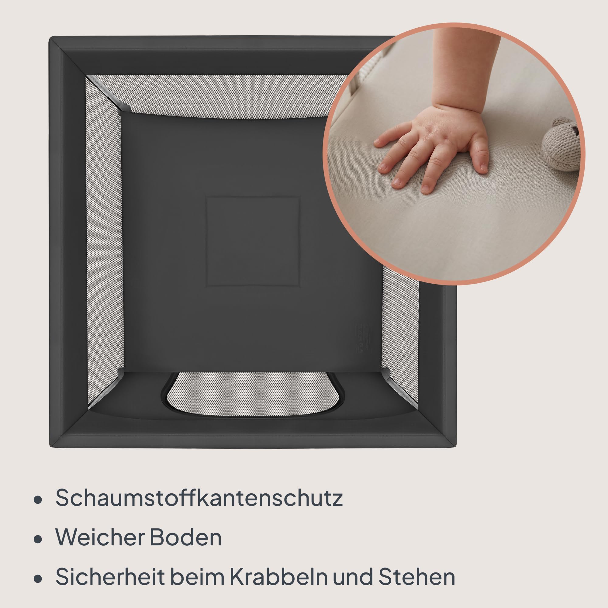 LIONELO Paco Baby Laufstall Faltbar 111 x 111 cm, Kompaktes Laufgitter für Zuhause und Reise, ab Geburt bis 4 Jahre, 4,1 kg, Mit Tragetasche, Netzseiten, Seiteneinstieg, bis 15 kg
