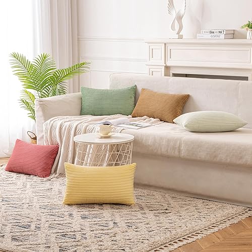 Miniatura 3 de Paquete de 2 fundas de almohada negras con funda de cojín de pana de 12 x 20 pulgadas, lindas y suaves, fundas de almohada decorativas para cama,