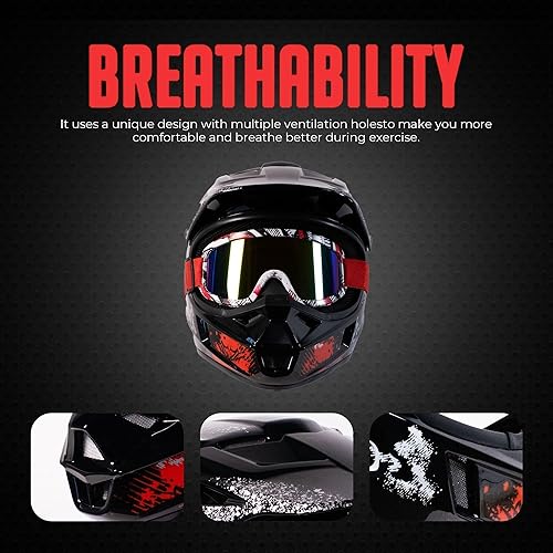 Miniatura 8 de Casco todoterreno de motocicleta de cara completa para niños y jóvenes, casco todoterreno de cuatro ruedas, motocross, Go Kart, Racing, ATV, BMX,