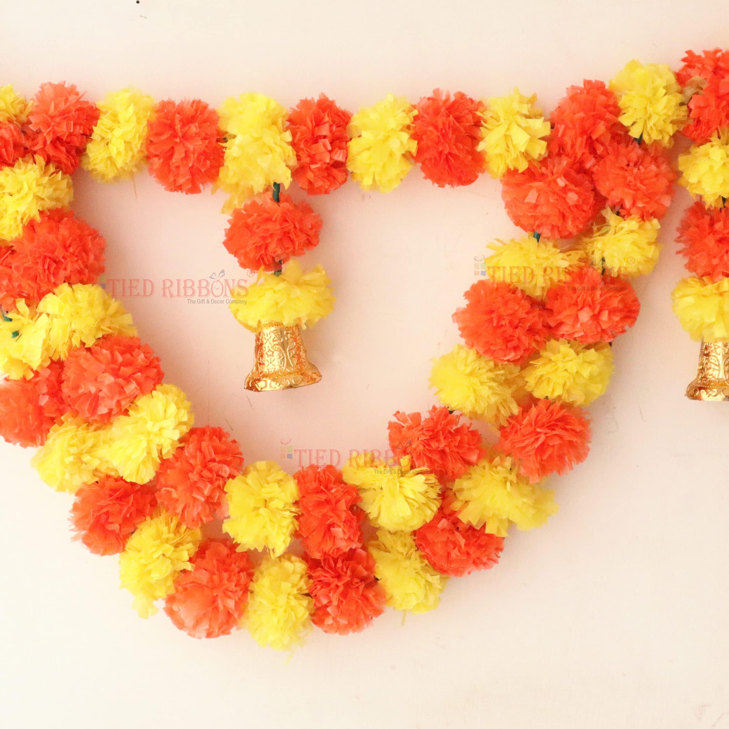 Ghirlanda di calendula per decorazione, 1,5 m, fiori artificiali di