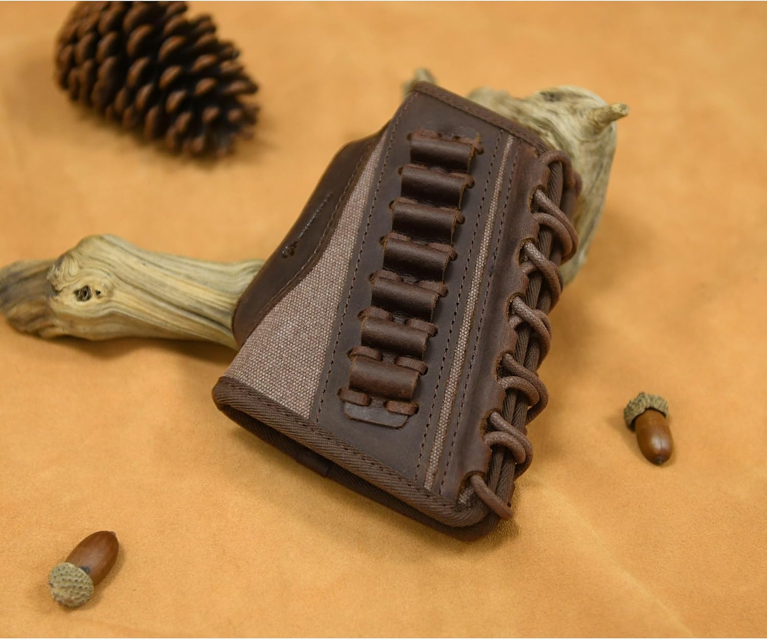 WAYNE'S DOG Canvas Leather Gun Buttstock Cheek Rest Raiser Shell Holder for Scoped Rifle