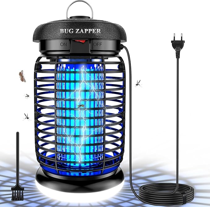 Lampe Anti Moustique avec éclairage LED, 4200V 15W UV Tueur d'Insectes Électrique Anti Insectes Répulsif Efficace Portée 80-100m², Étanche IPX4, pour Intérieur et Extérieur