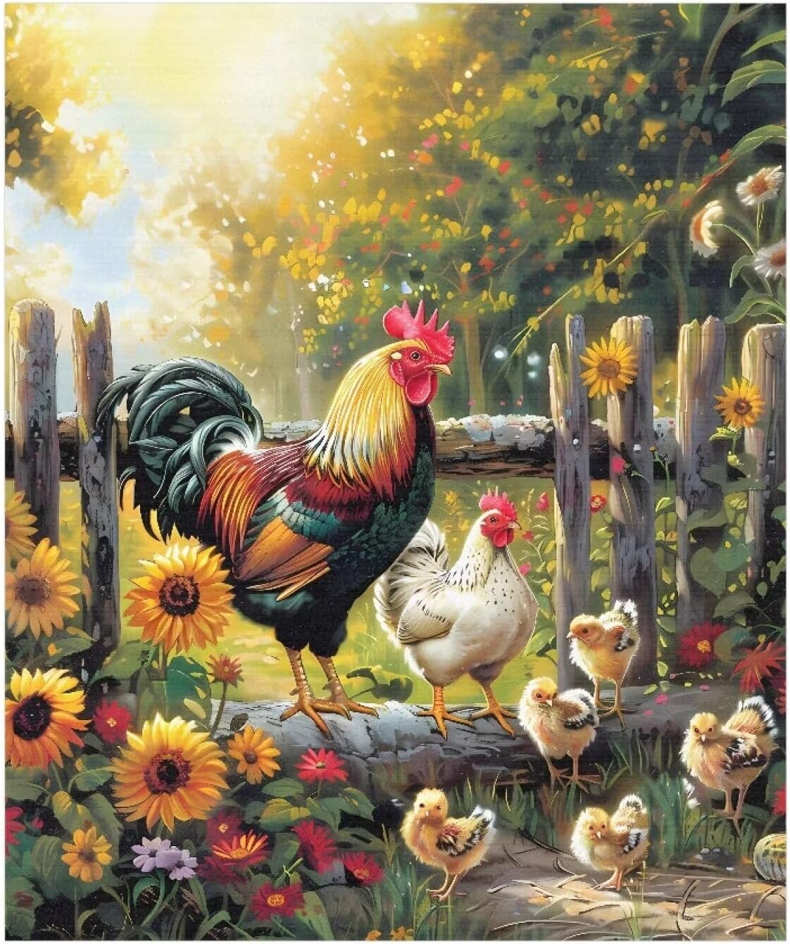 Dishwasher Front Panel Magnetic Cover Refrigerator Magnet Covers Kitchen Appliance Magnetic Panel Wrap Skin Home Decor Keep Off Smudges Stain, Chicken Rooster Chick Sunflower Farmhouse Style