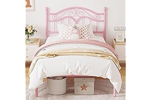 Sturdy and Durable Kids Bed Frame with Vintage Headboard and Extra Storage